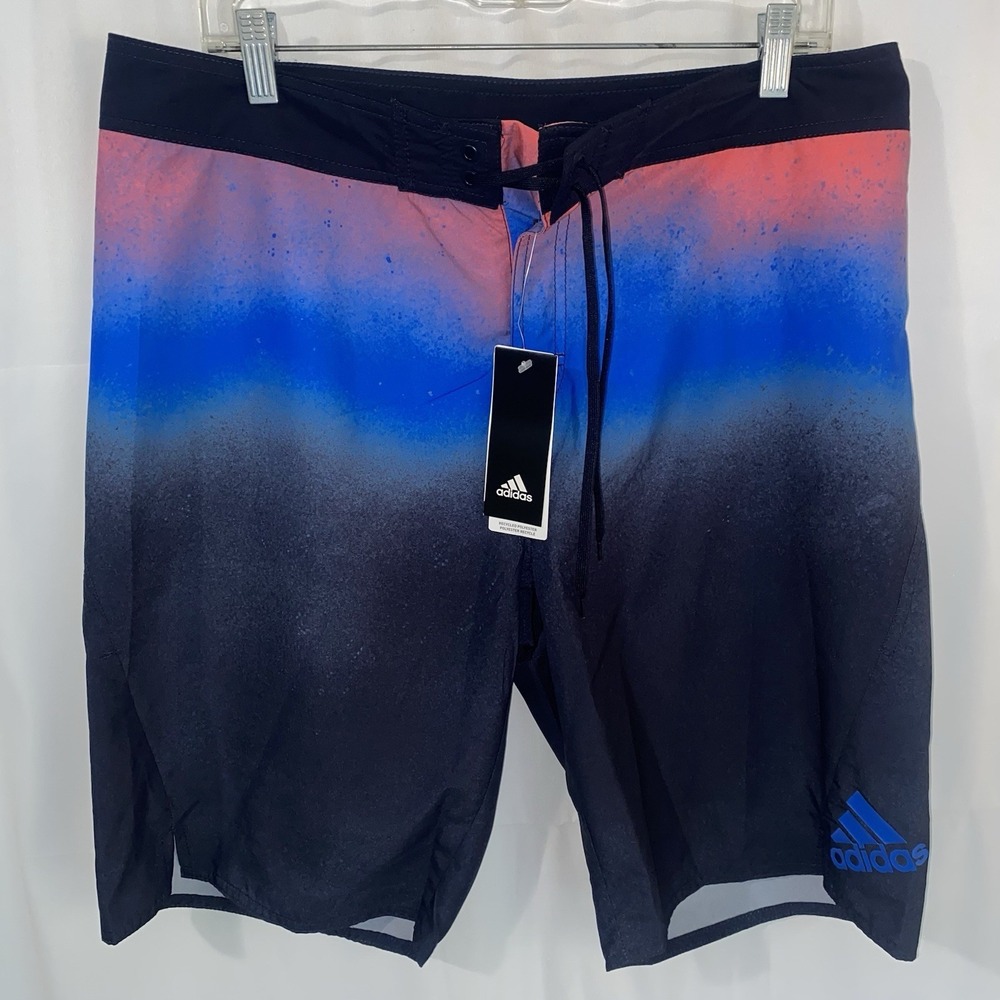 NWT Adidas Board Shorts Swim Trunks Mens 36 Blue Legend Ink Fading Tech FJ3911